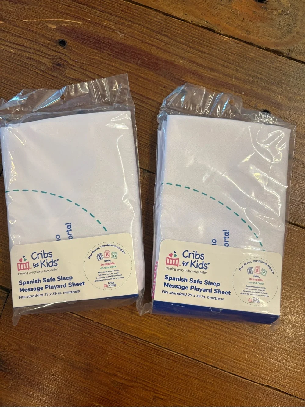 Cribs for Kids Spanish Safe Sleep Message Playard Sheet - set of 2